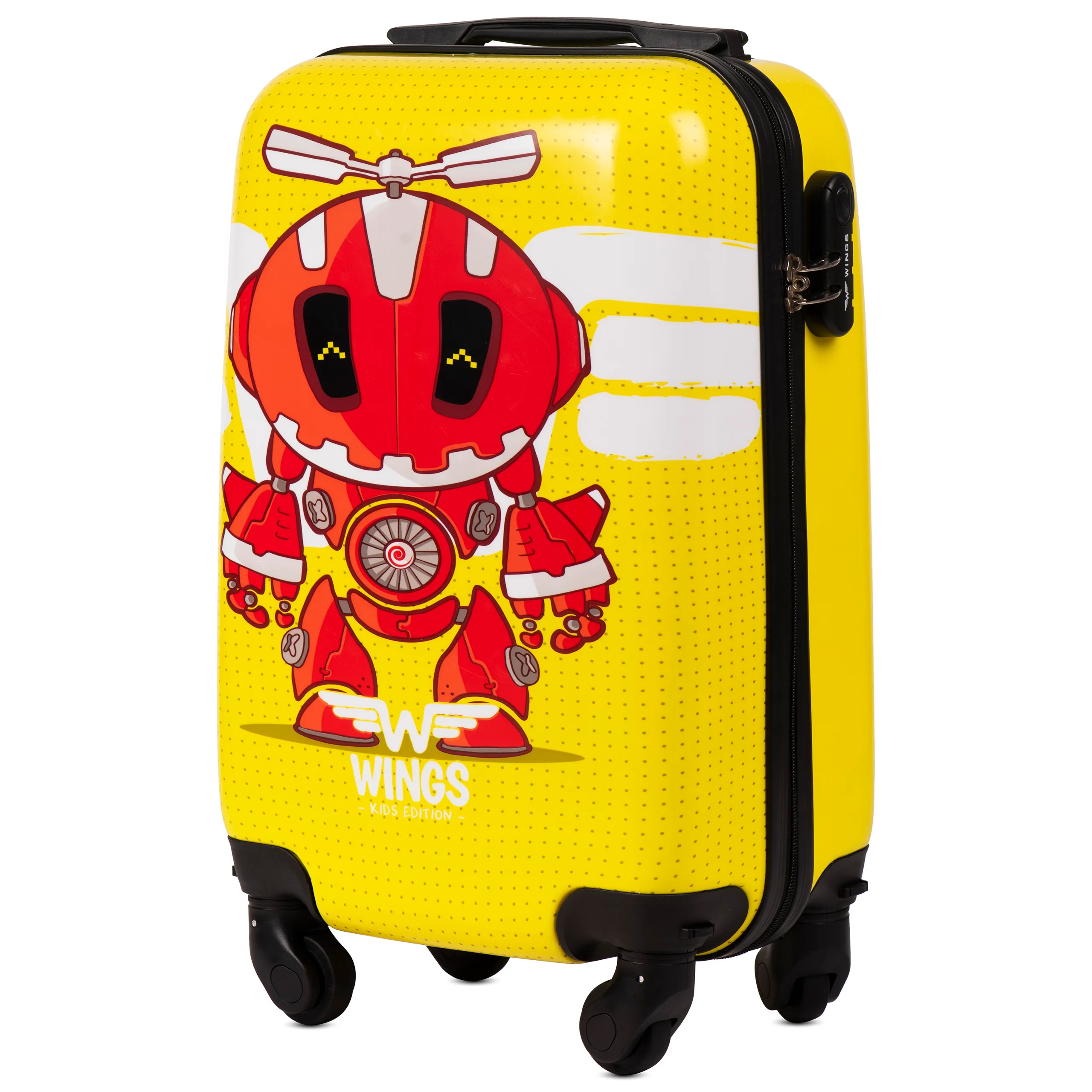 Wings PC-KD01 Kollane mini käsipagasi kohver — Polükarbonaat, 28L, 2.2 kg