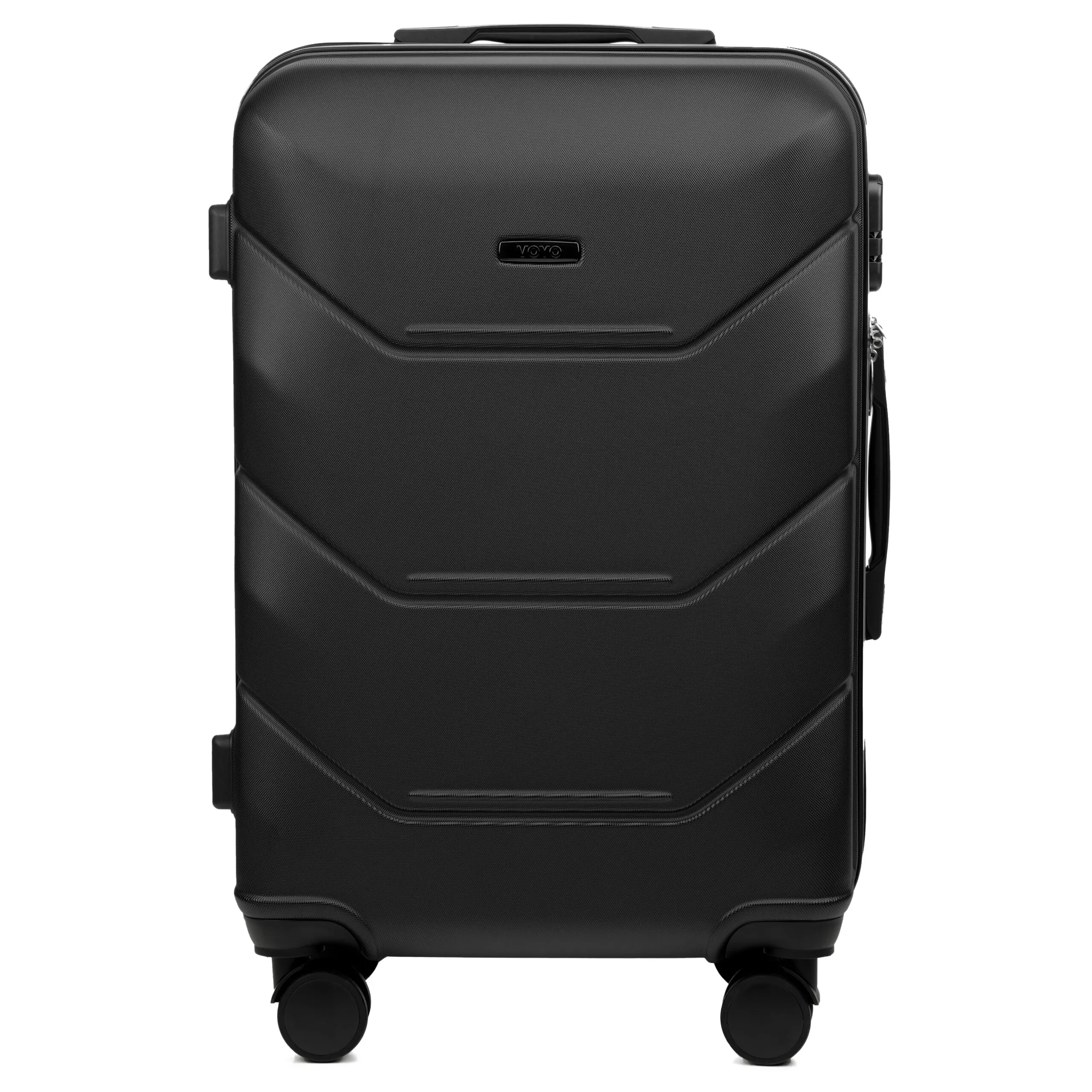 Voyo SK170 melns vidējais koferis — ABS, 63L, 3.2 kg (no priekšas)