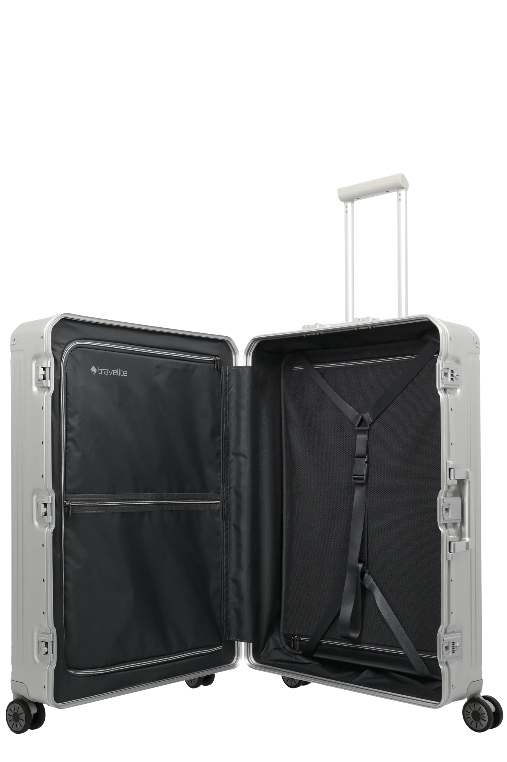 Travelite sudrabains liels koferis — Alumiinium, 100L, 6.7 kg (skats 10)