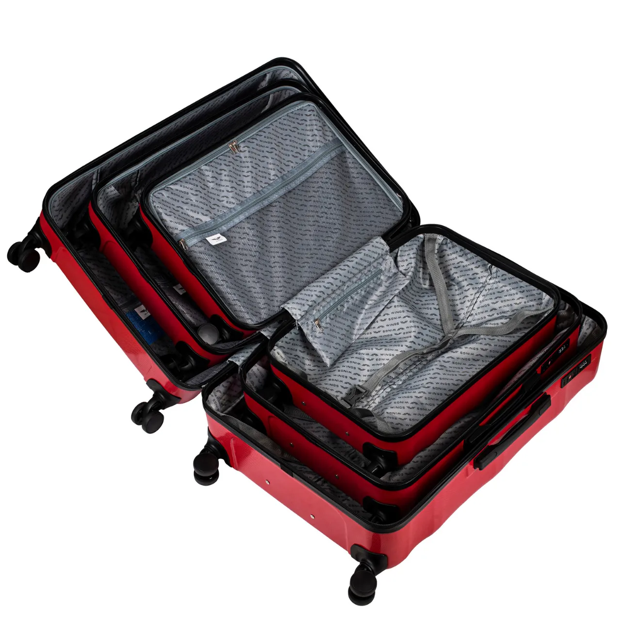 Wings PC17268 sarkans rokas bagāžas koferis — Polükarbonaat, 38L, 2.5 kg (skats 4)