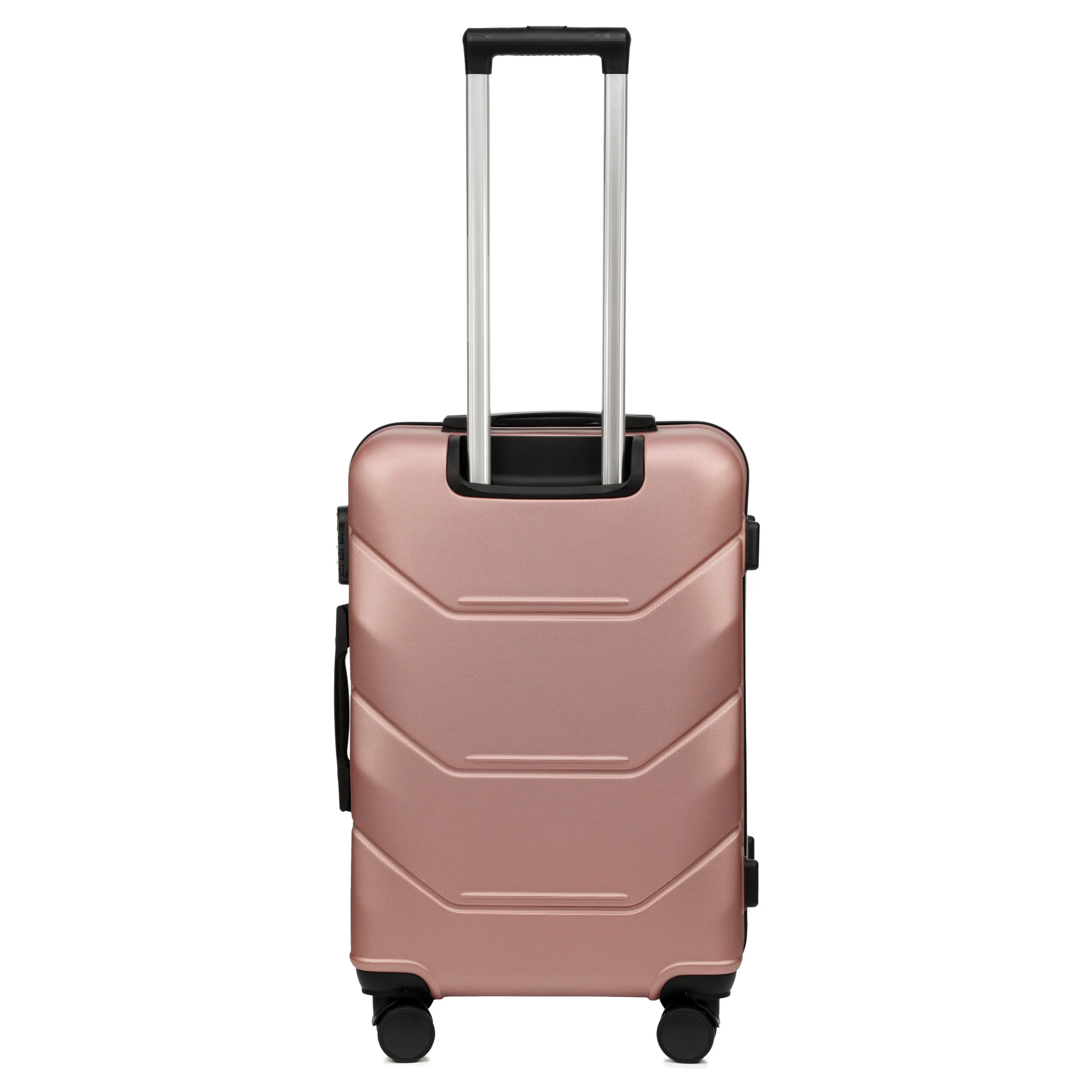 Voyo SK170 rozā zelts vidējais koferis — ABS, 63L, 3.2 kg (no aizmugures)