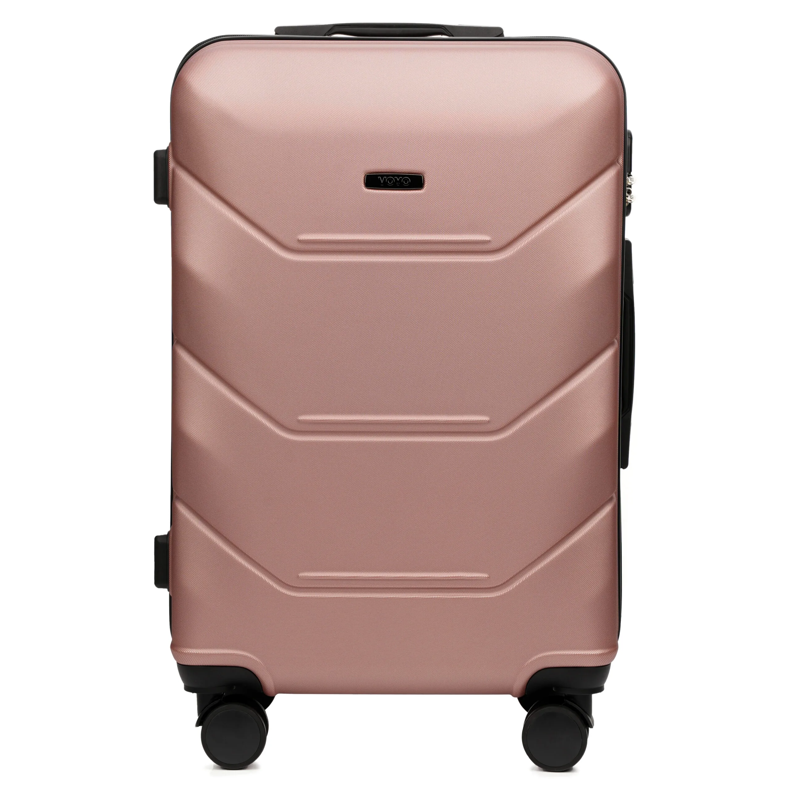 Voyo SK170 rozā zelts vidējais koferis — ABS, 63L, 3.2 kg (no priekšas)