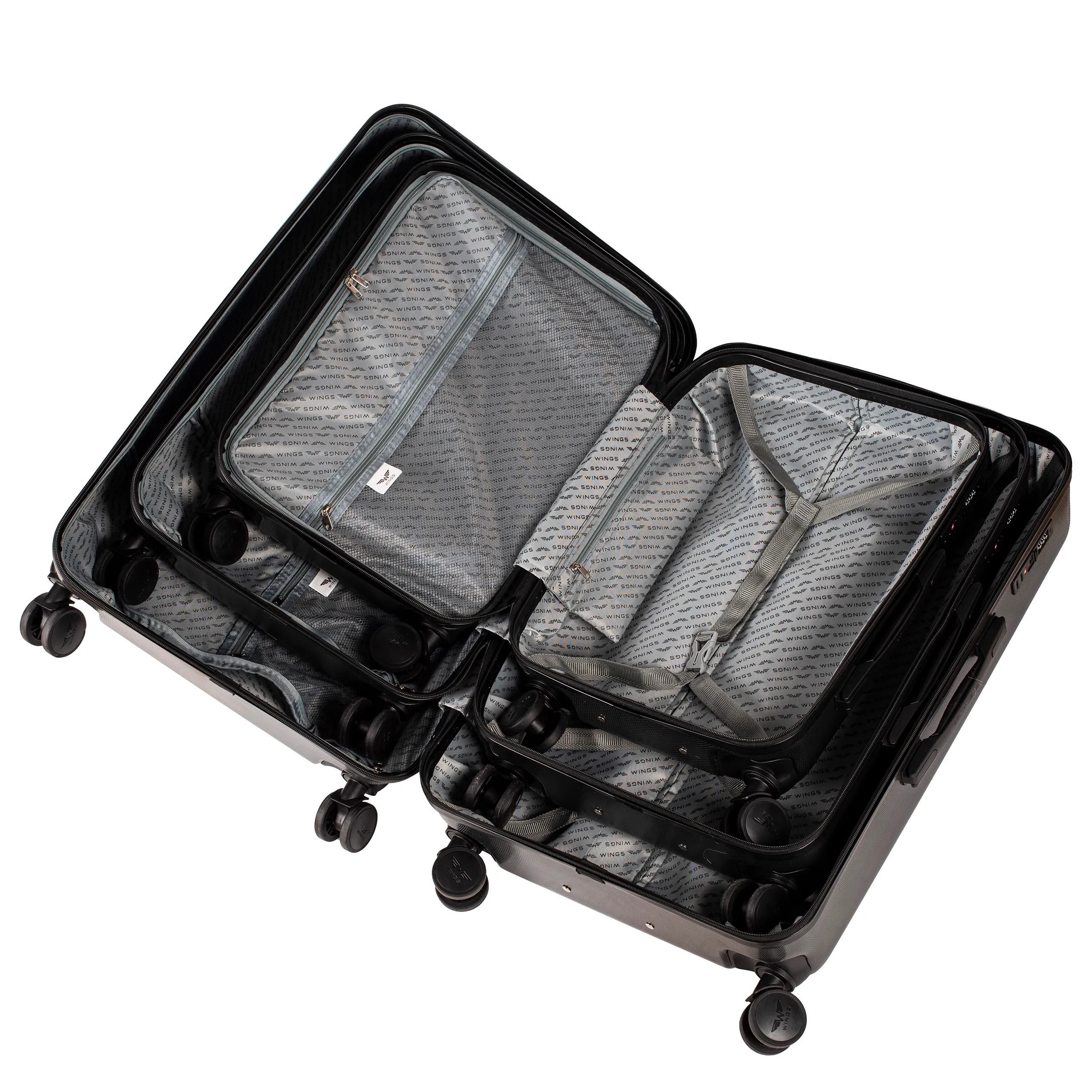 Wings PC190 tumši pelēks rokas bagāžas koferis — Polükarbonaat, 38L, 2.6 kg (skats 4)