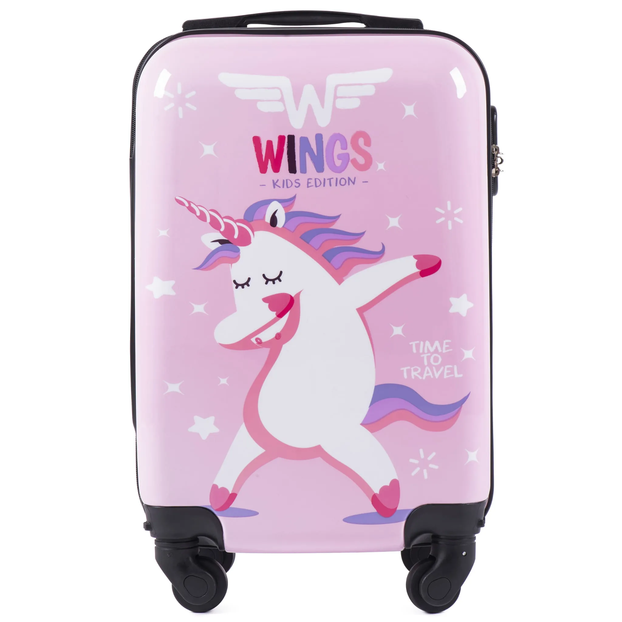 Wings PC-KD01 rozā mazs koferis — Polükarbonaat, 28L, 2.5 kg (no priekšas)